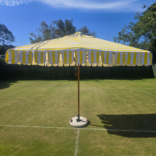 Striped 2.6m Square Scalloped Patio Umbrella