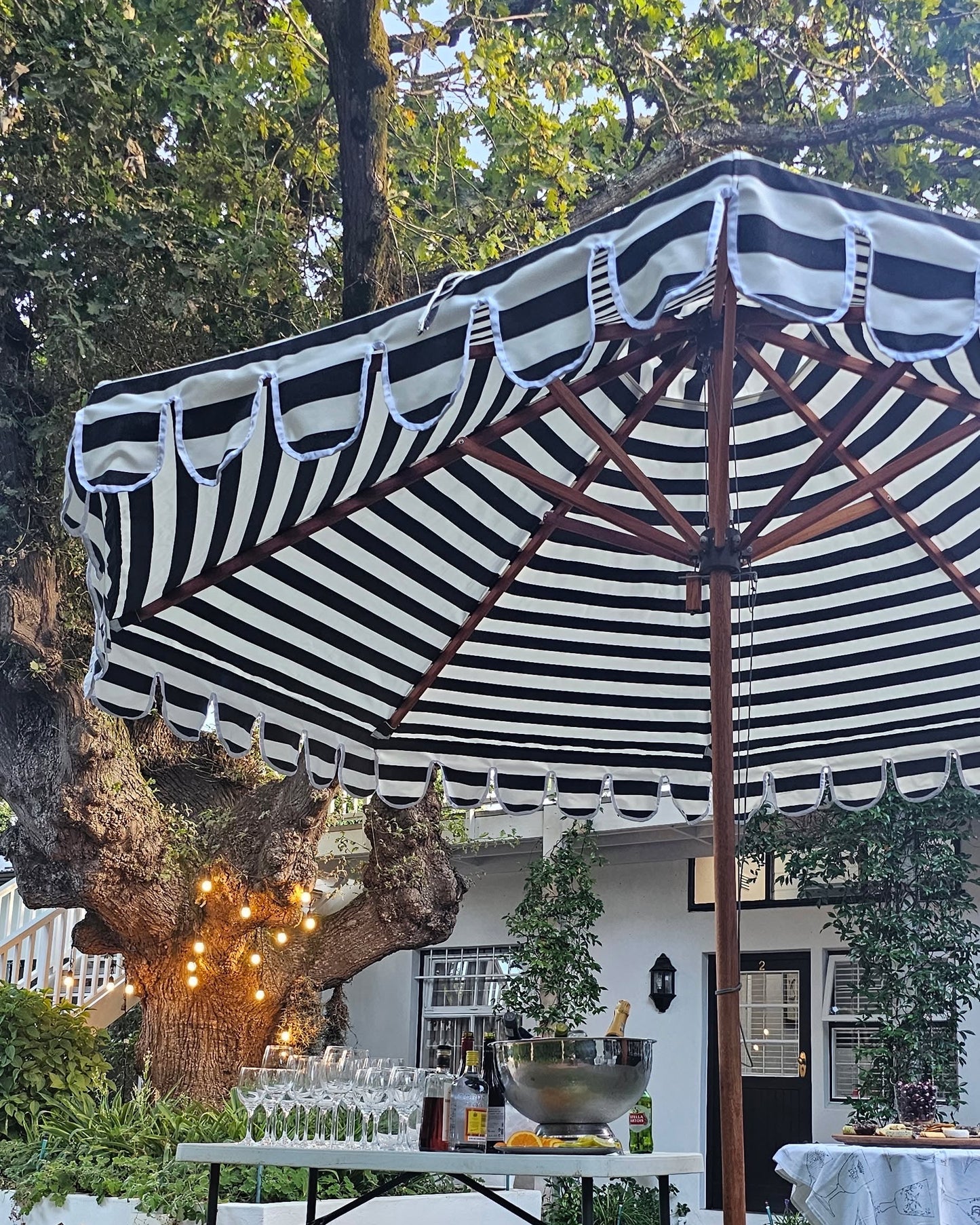 Striped Scalloped Patio Umbrella