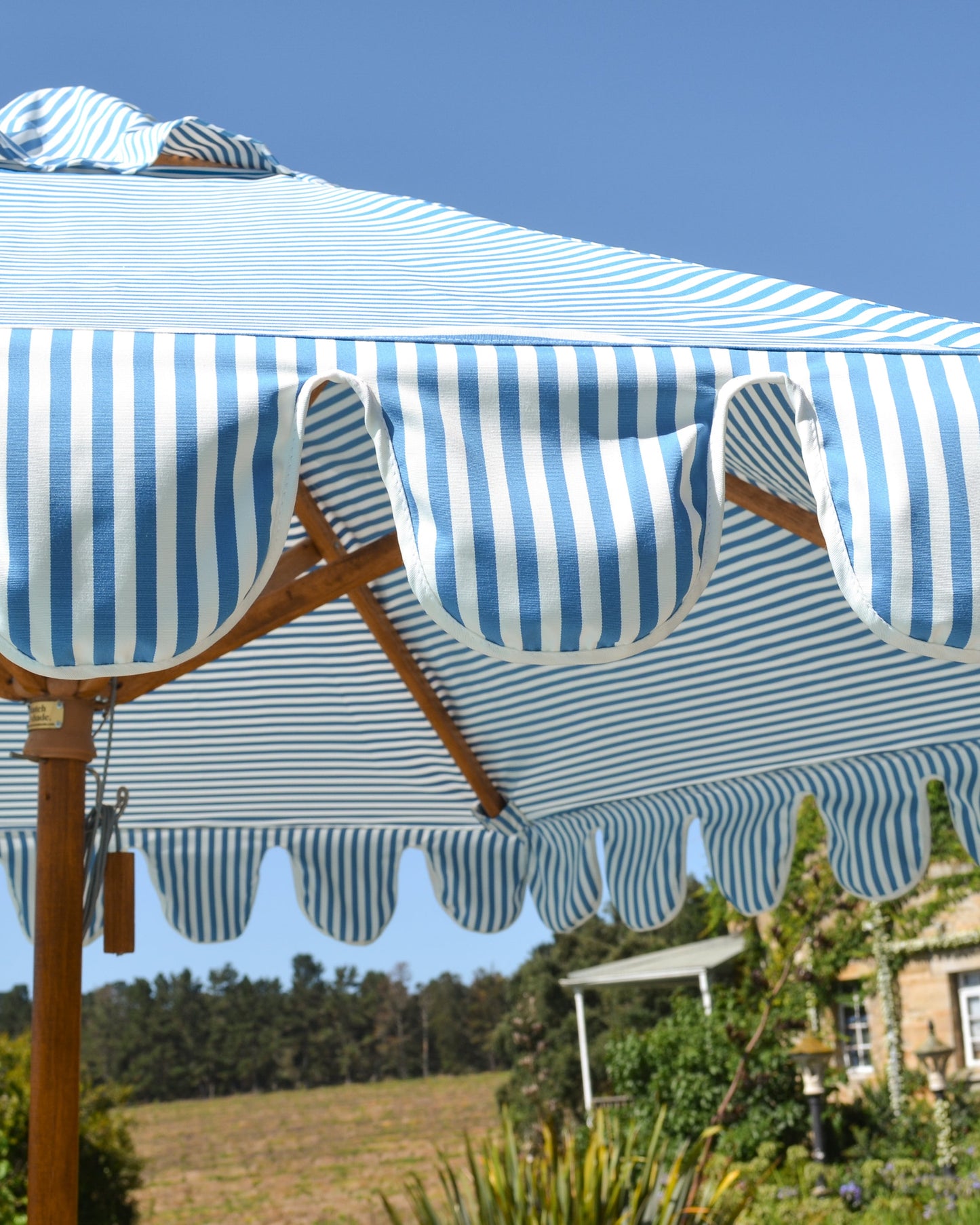 Striped Scalloped Patio Umbrella