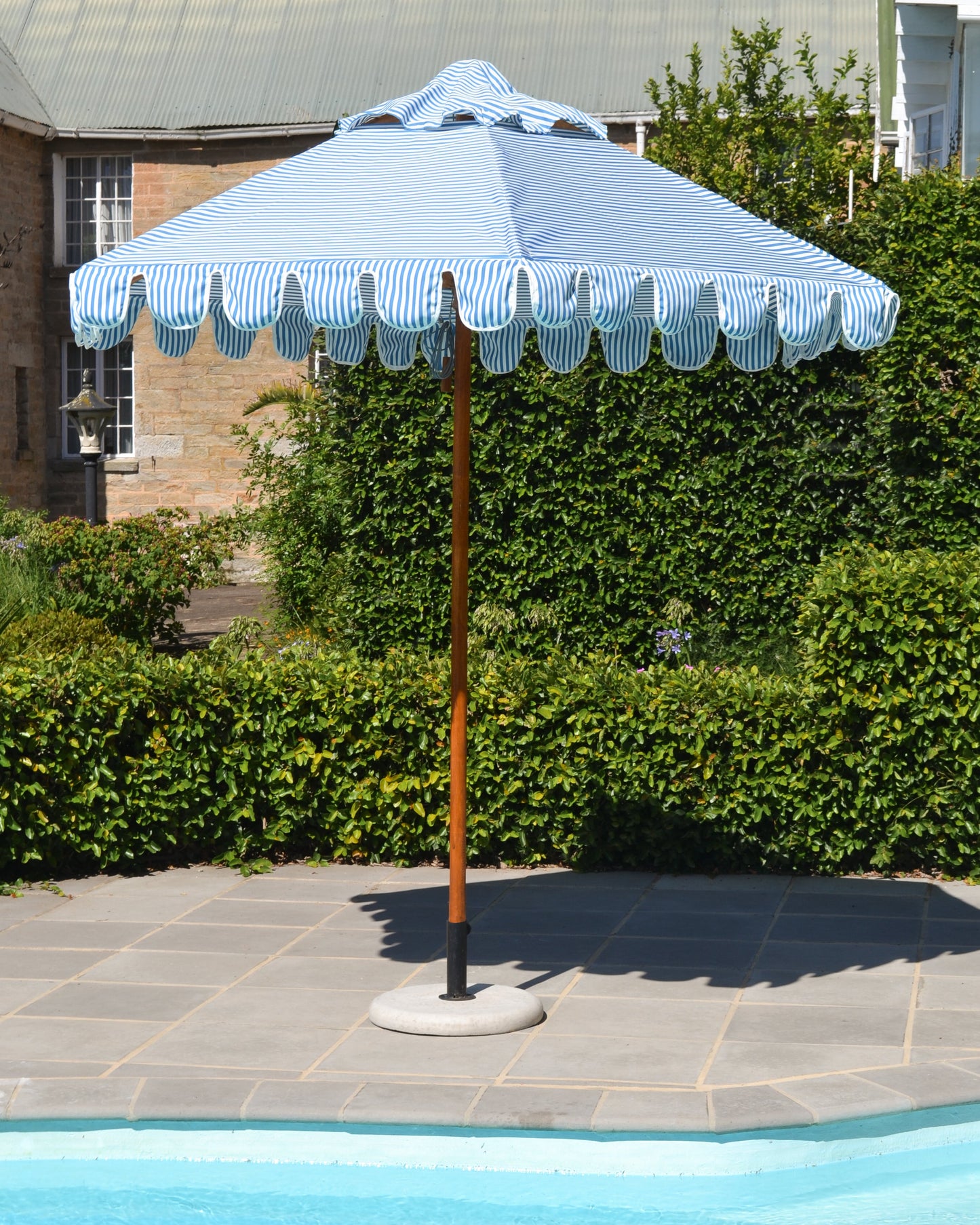 Striped Scalloped Patio Umbrella