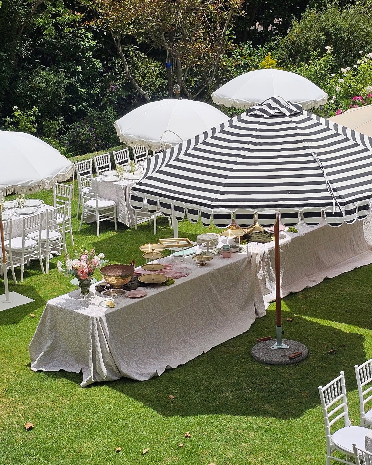 Striped Scalloped Patio Umbrella