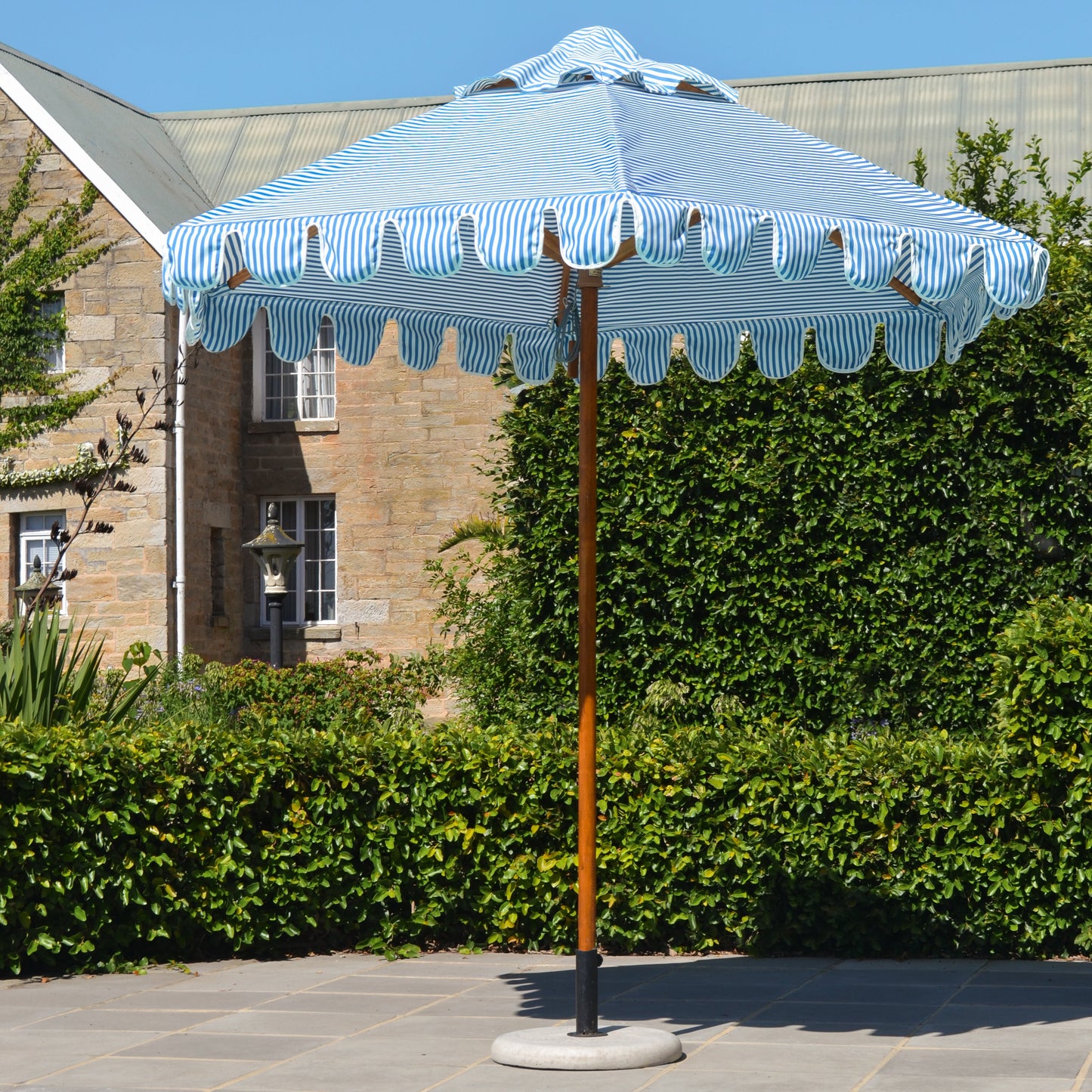 Striped Scalloped Patio Umbrella
